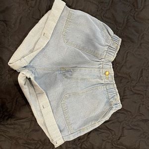 Blue mom jean shorts